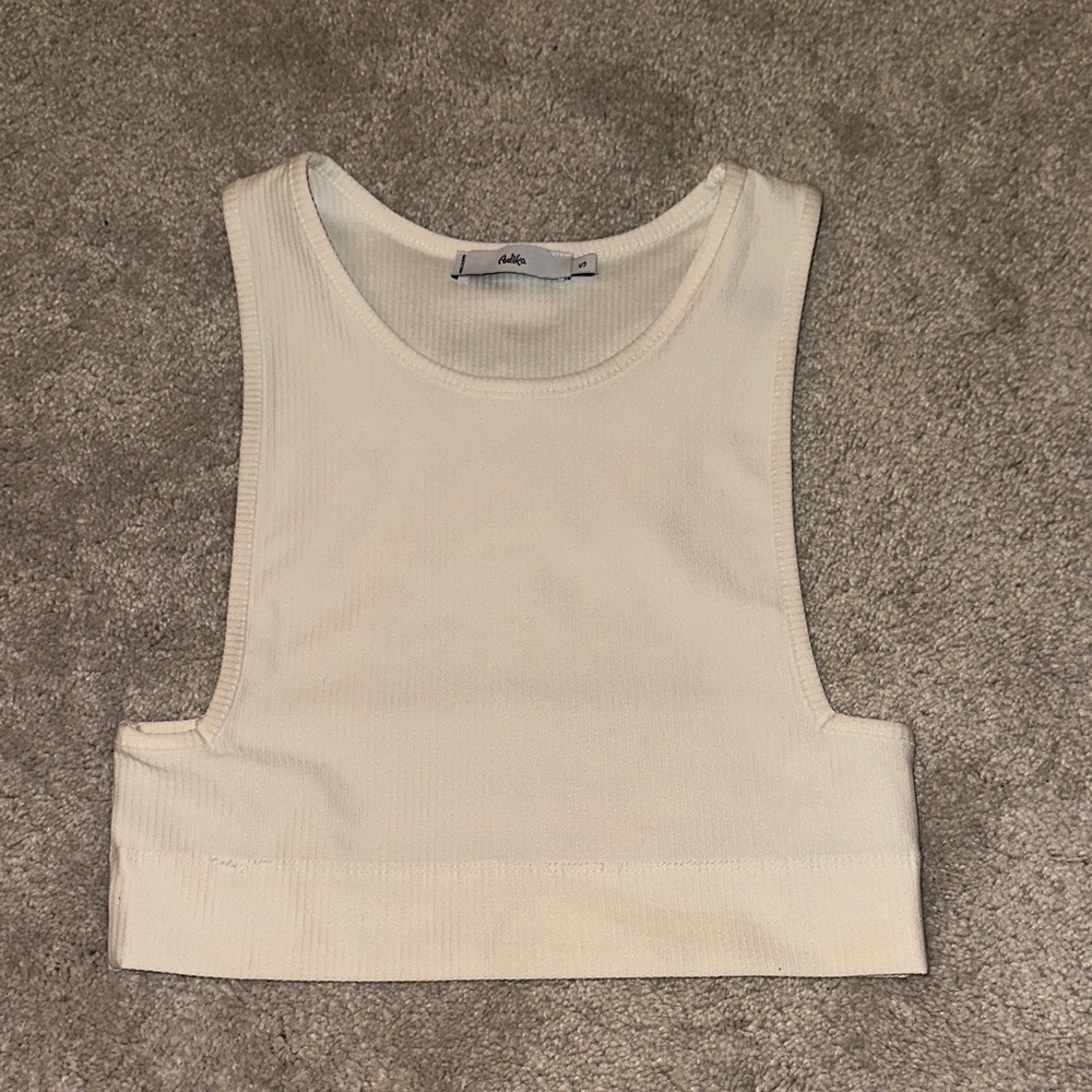 Aritzia Cream Ribbed Tank Top